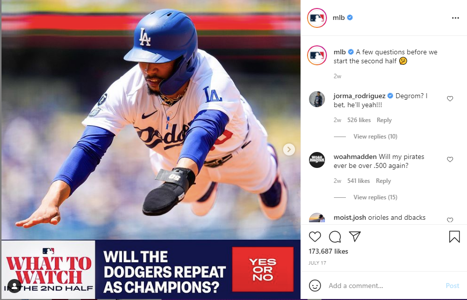 publication instagram de baseball