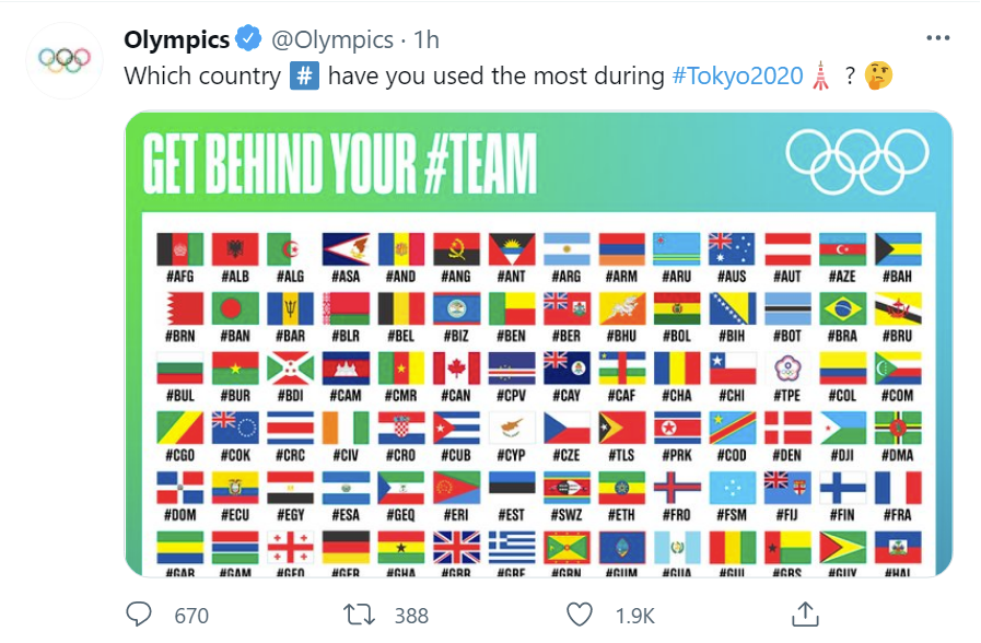 Twitter-Beitrag zu den Olympischen Spielen