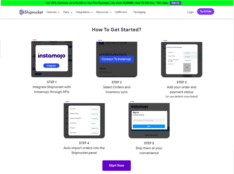 Sjiprocket'i Instamojo'ya Entegre Etme