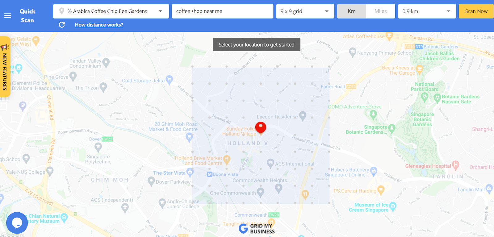 هذا هو الشكل الذي ستبدو عليه عملية المسح في متتبع الترتيب هذا لـ Local SEO