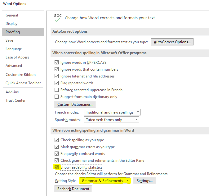 readability statistics settings word - How to Apply the Flesch Kincaid Readability Formula to Your Content