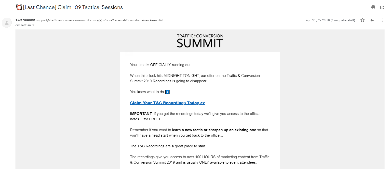 fomo email subject line traffic conversion summit - Hall of Fame: The 100+ Best Email Subject Lines Of All Time