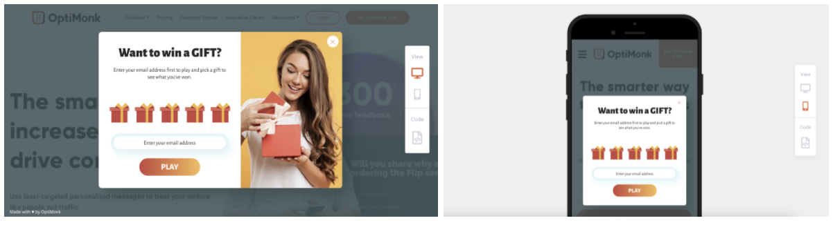 optimonk mobile desktop popup - 15 Best Practices to Double The Effectiveness of Your Existing Popups