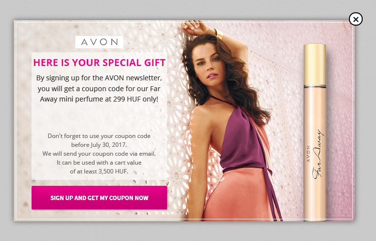 optimonk avonpopup 2 - How Avon Hungary Increased Revenue and Reduced Cart Abandonment by 16.5%