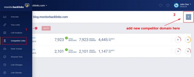 seo için bağlantılar nasıl oluşturulur - Monitor Backlinks'e rakip siteler ekleme
