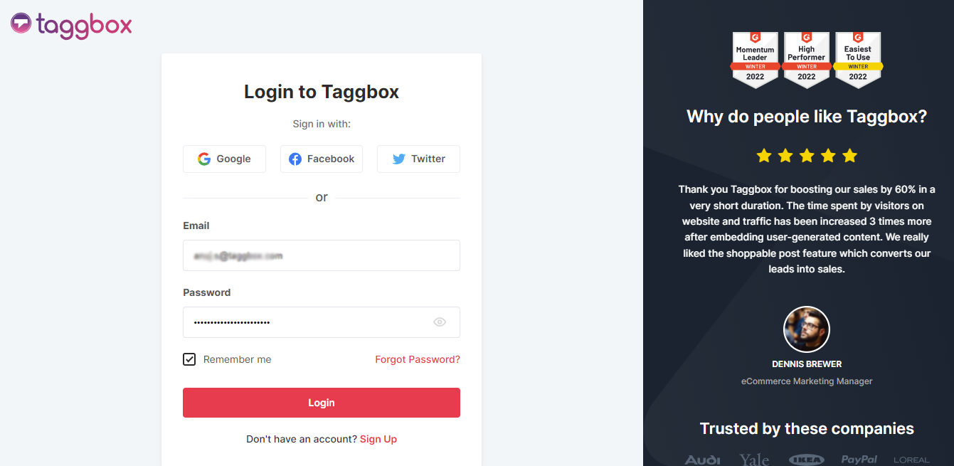 Widget Taggbox