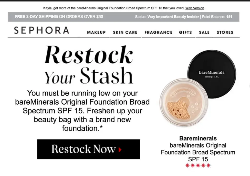 e-mail sephora IA