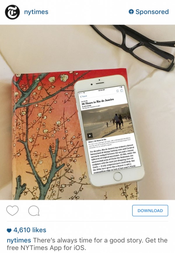 campagne publicitaire native instagram