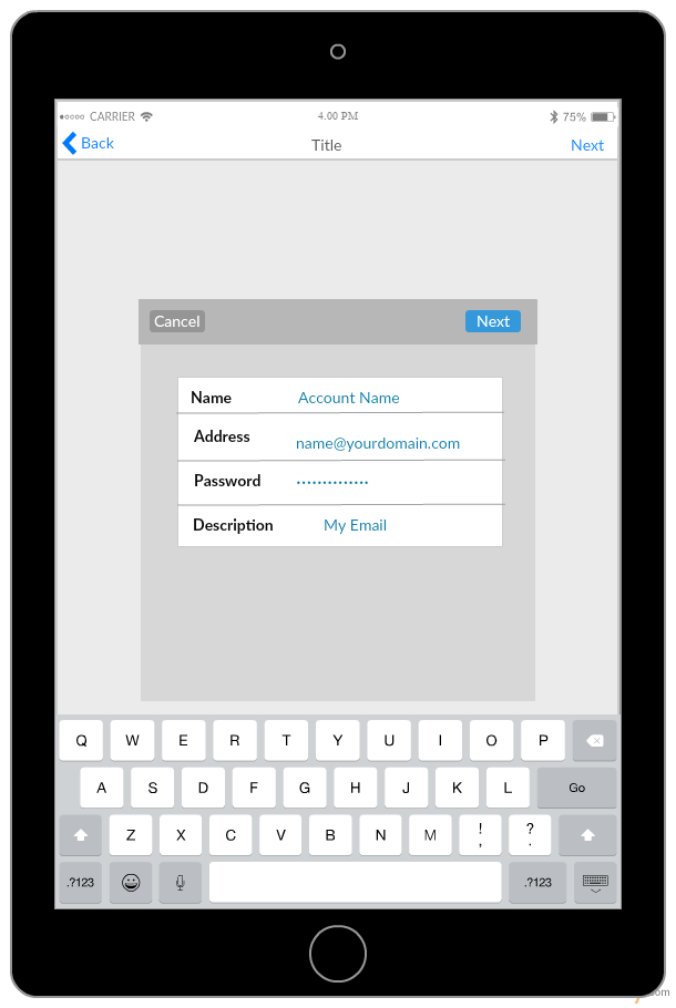 iPad - Aggiungi account di posta