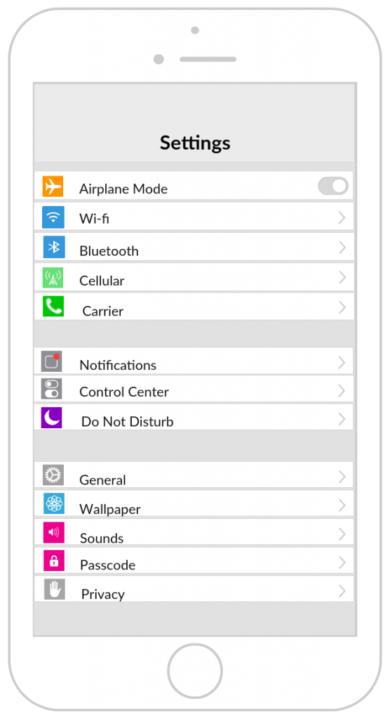 iPhone Setting Screen Mockup (Click on the image to use online)