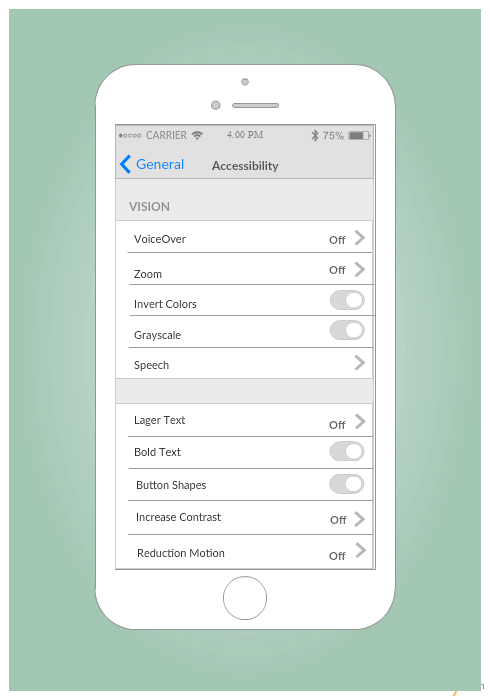 IPhone Accessibility Settings Screen Mockup