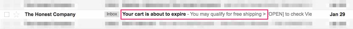 The Honest Company third abandoned cart email