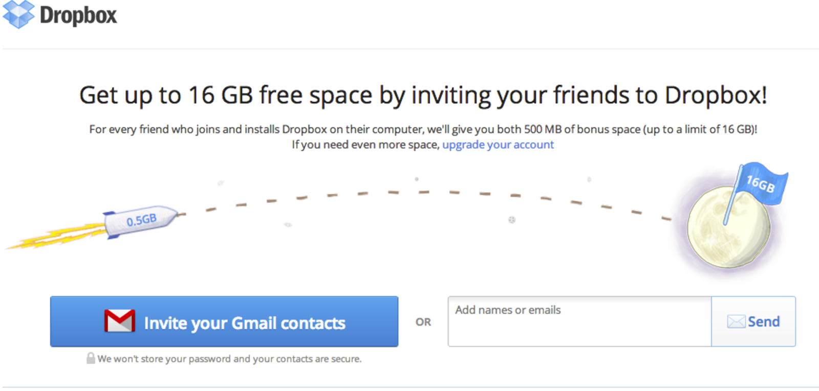 Page de destination Dropbox