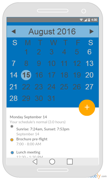 Plantillas de maquetas de Android para aplicaciones de calendario