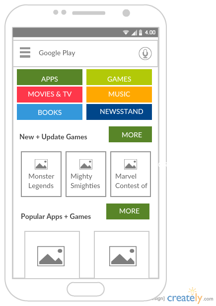 Android-Mockup-Vorlage des Google Play Store