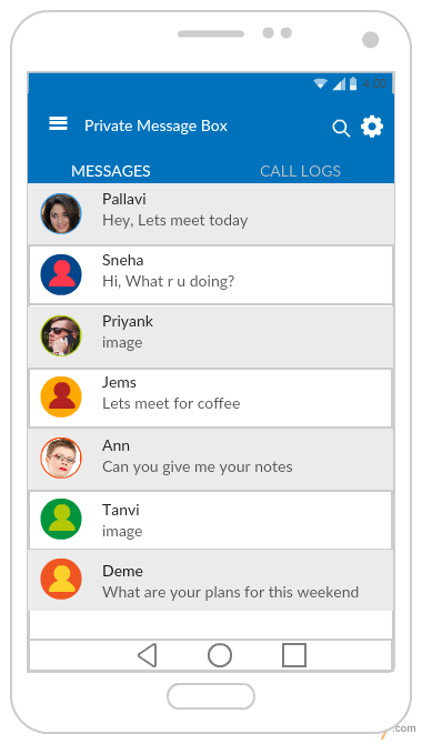 Android-Mockup-Vorlagen für Messaging-Apps