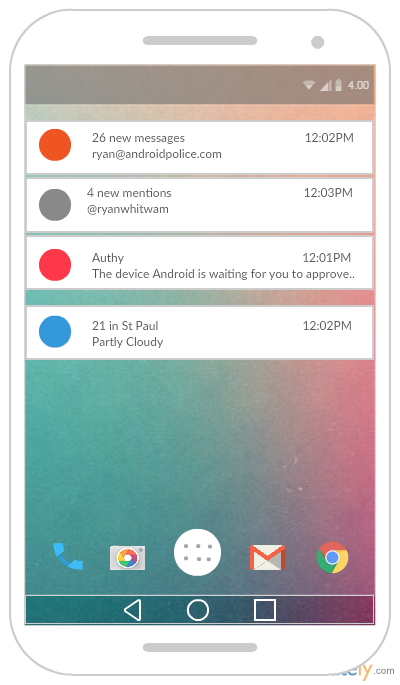 เทมเพลต Mockup ตัวจัดการการแจ้งเตือนของ Android