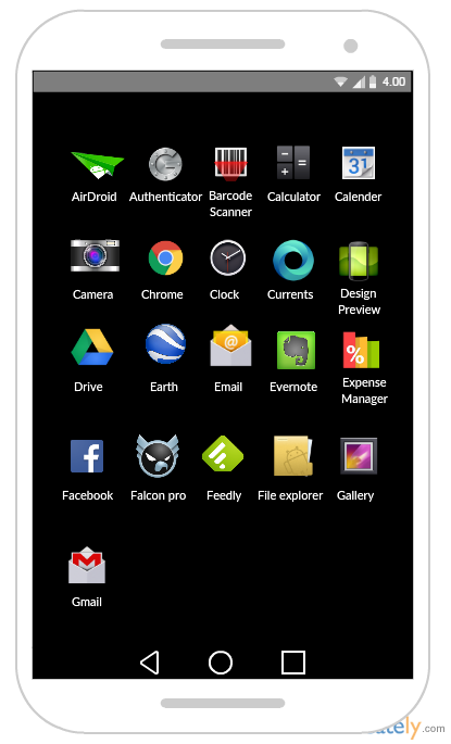 Шаблон мокапа Android для Google Nexus App Drawer