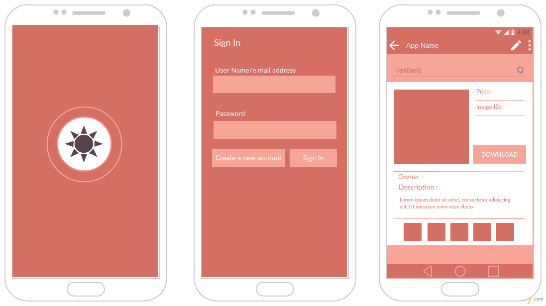 Template Mockup Android dari Aplikasi Toko Foto