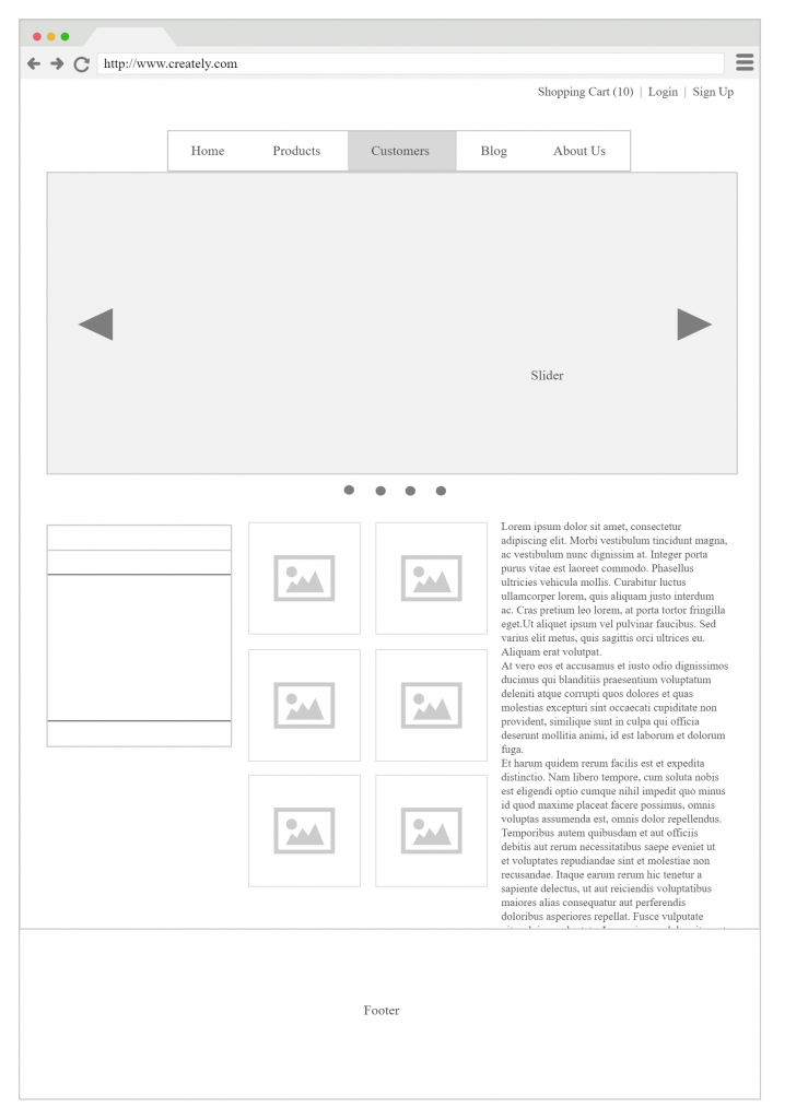 Beispiel eines Wireframe-Mocks