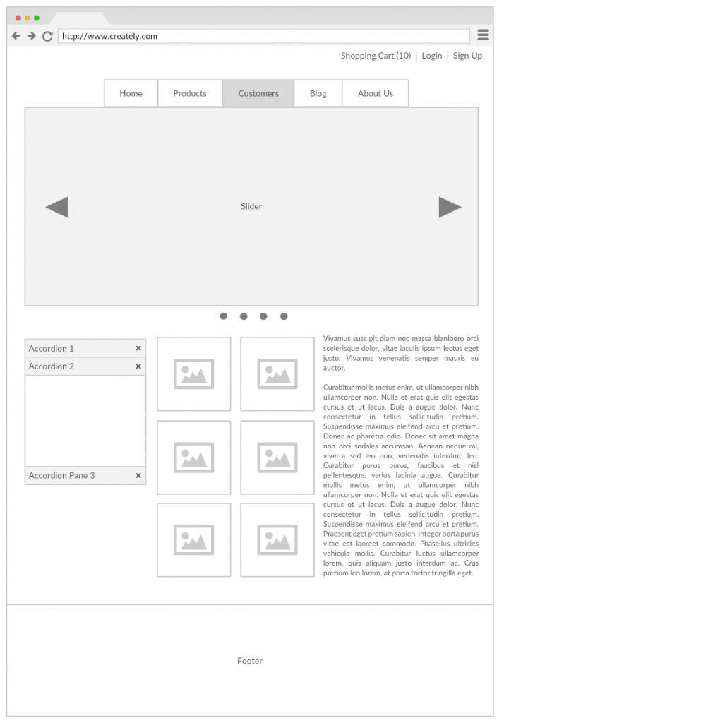 Exemplu de wireframe