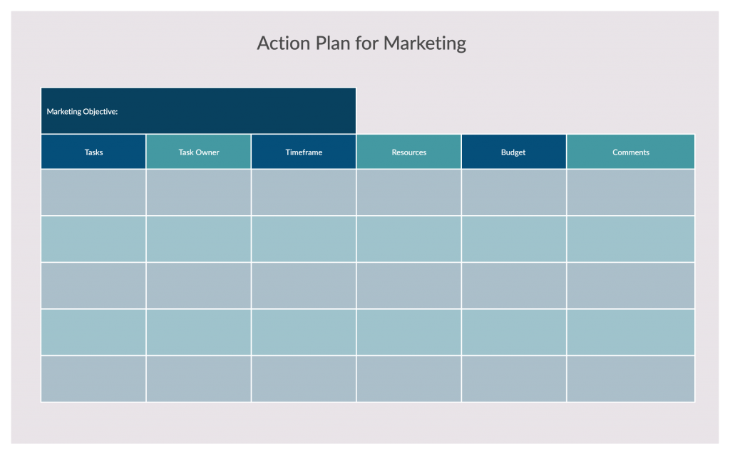 Plantilla de plan de acción de marketing