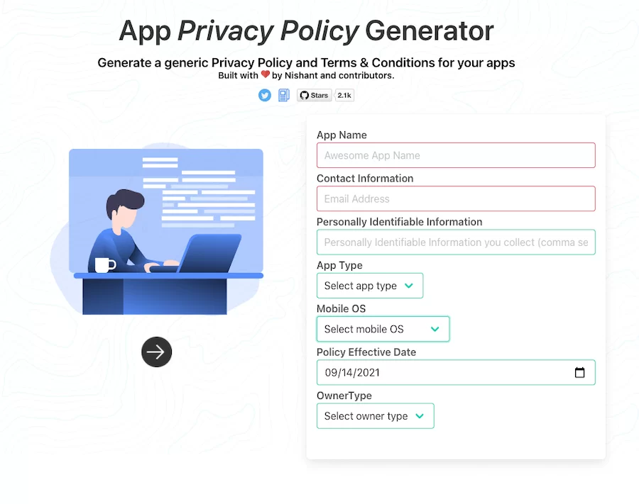 Gerador de política de privacidade do aplicativo