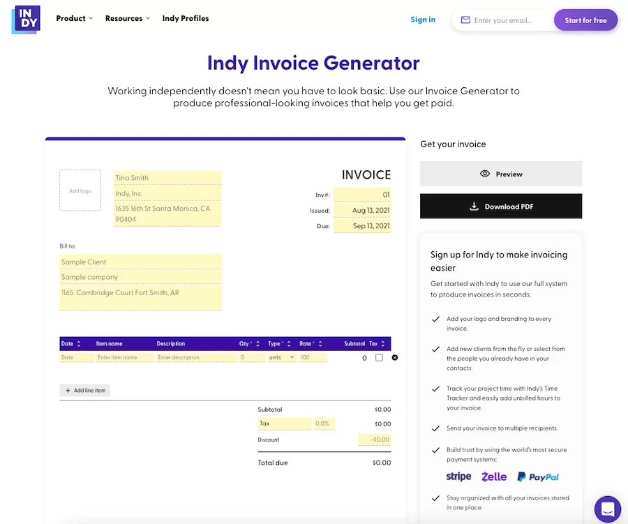 Indy Generator faktur