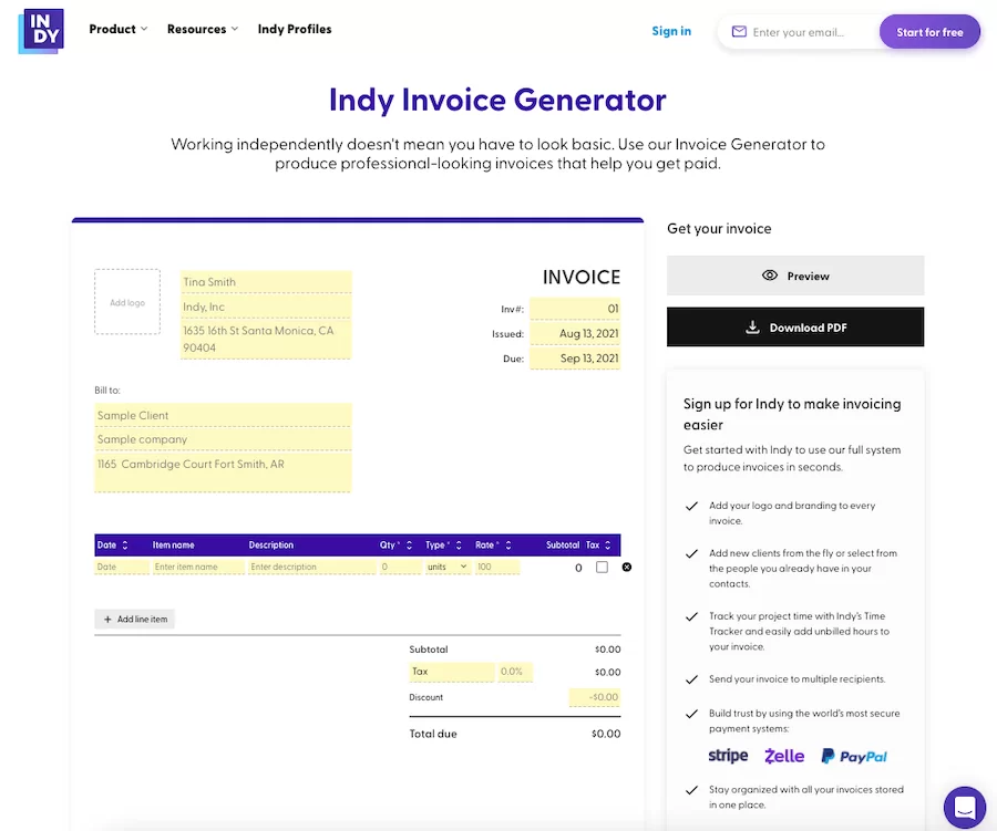 Pembuat Faktur Indy