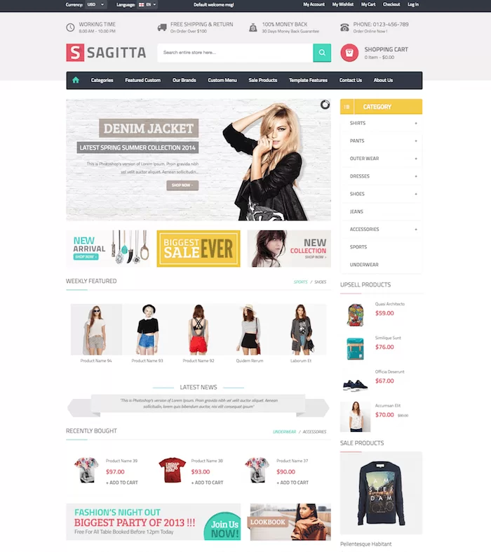 Modello eCommerce di Vina Sagitta Joomla