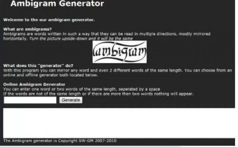 Generator Ambigram oleh Parascientifica