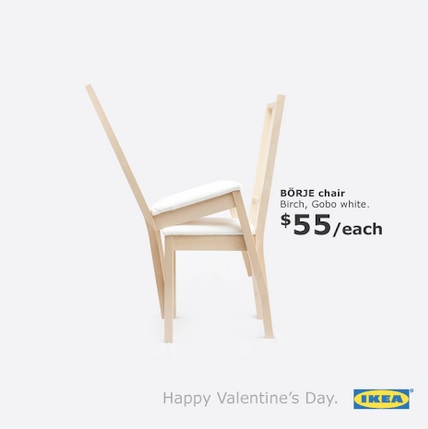 arsız Ikea sandalyeler Sevgililer Günü reklamı