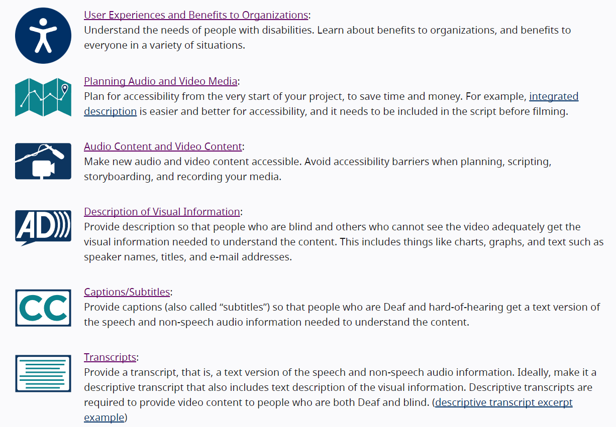 Guia do W3C sobre como fazer vídeos de marketing acessíveis