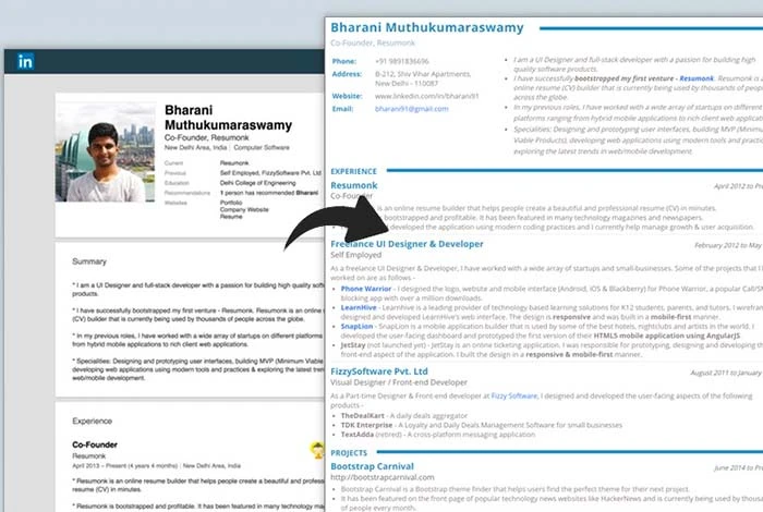 LinkedIn Resume Builder