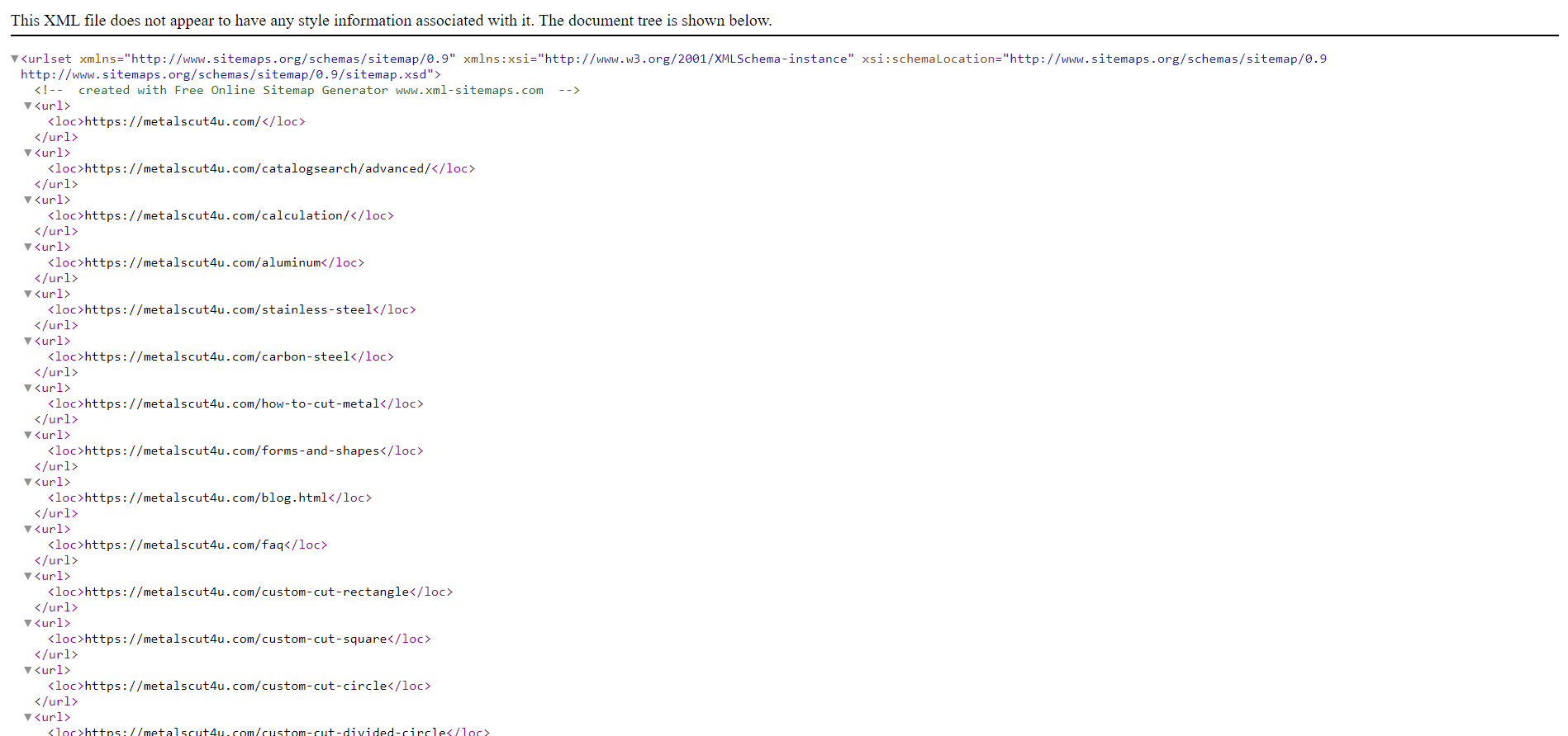 Exemple de plan de site XML