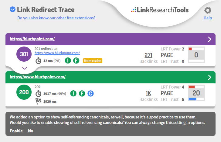 Расширение Link Redirect Trace для Chrome