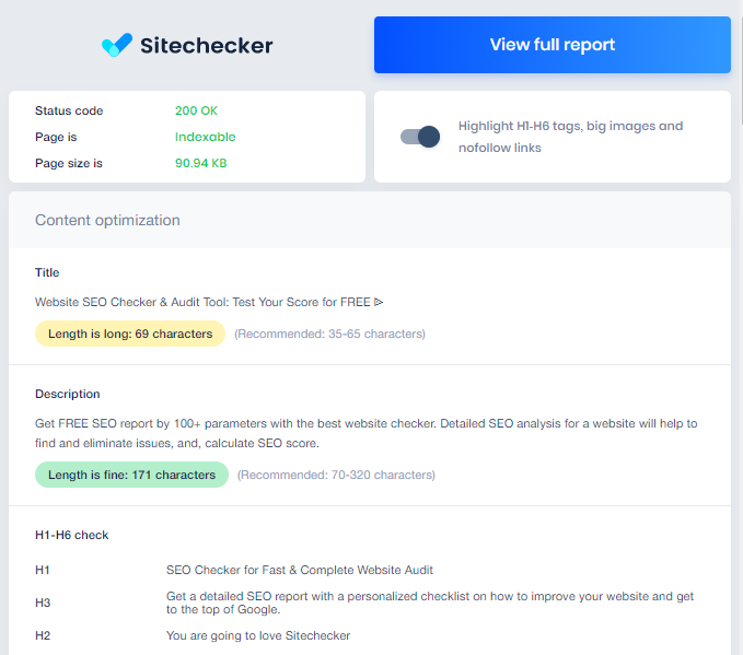 Sitechecker ProSEOChrome拡張機能