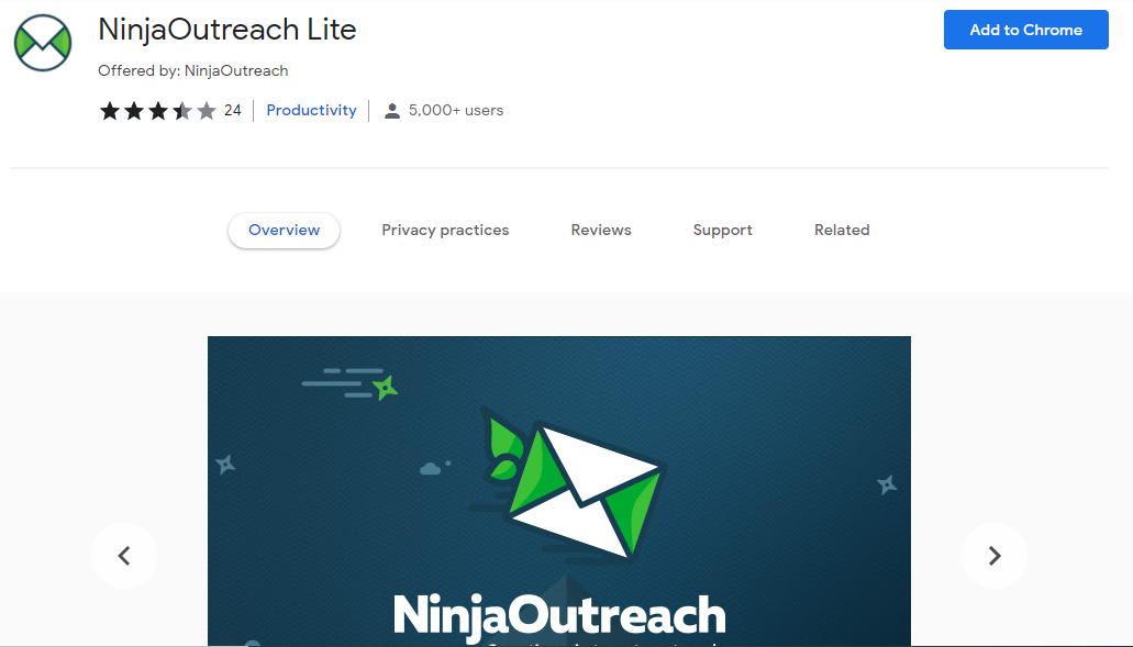 Extensión de Chrome NinjaOutreach Lite