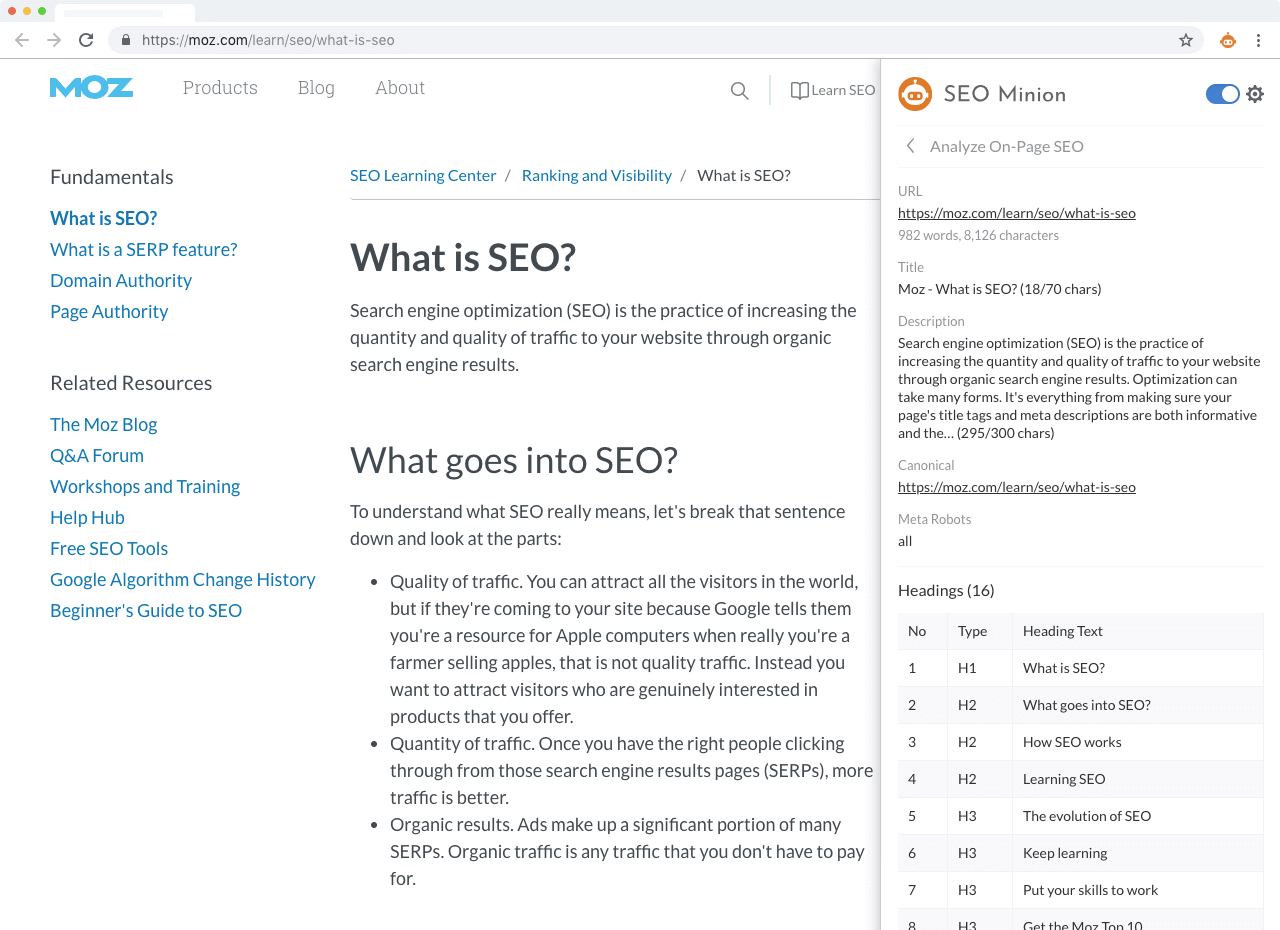 SEO Minion-Erweiterung