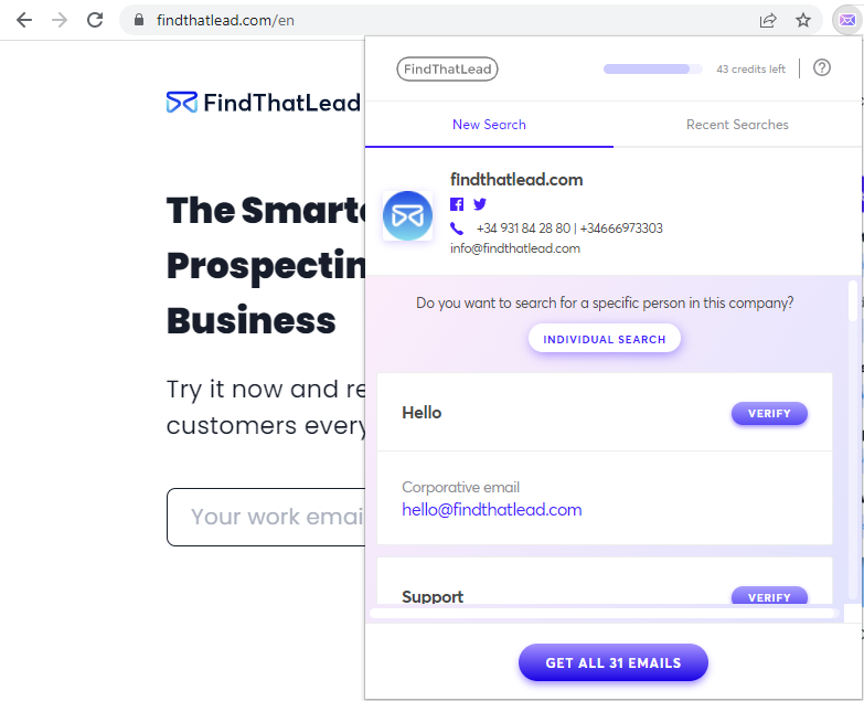 Расширение FindThatLead для Chrome