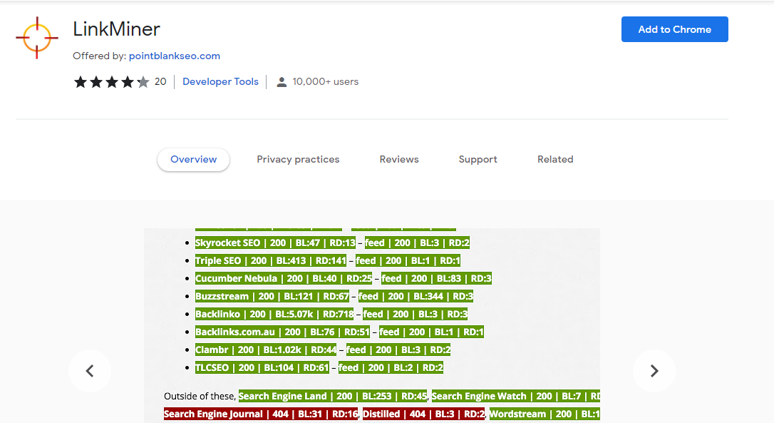 LinkMiner Chrome Uzantısı