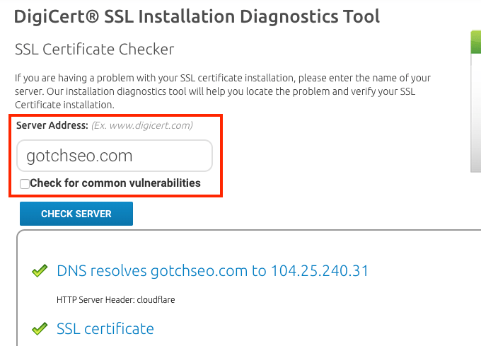 Teste de certificado SSL