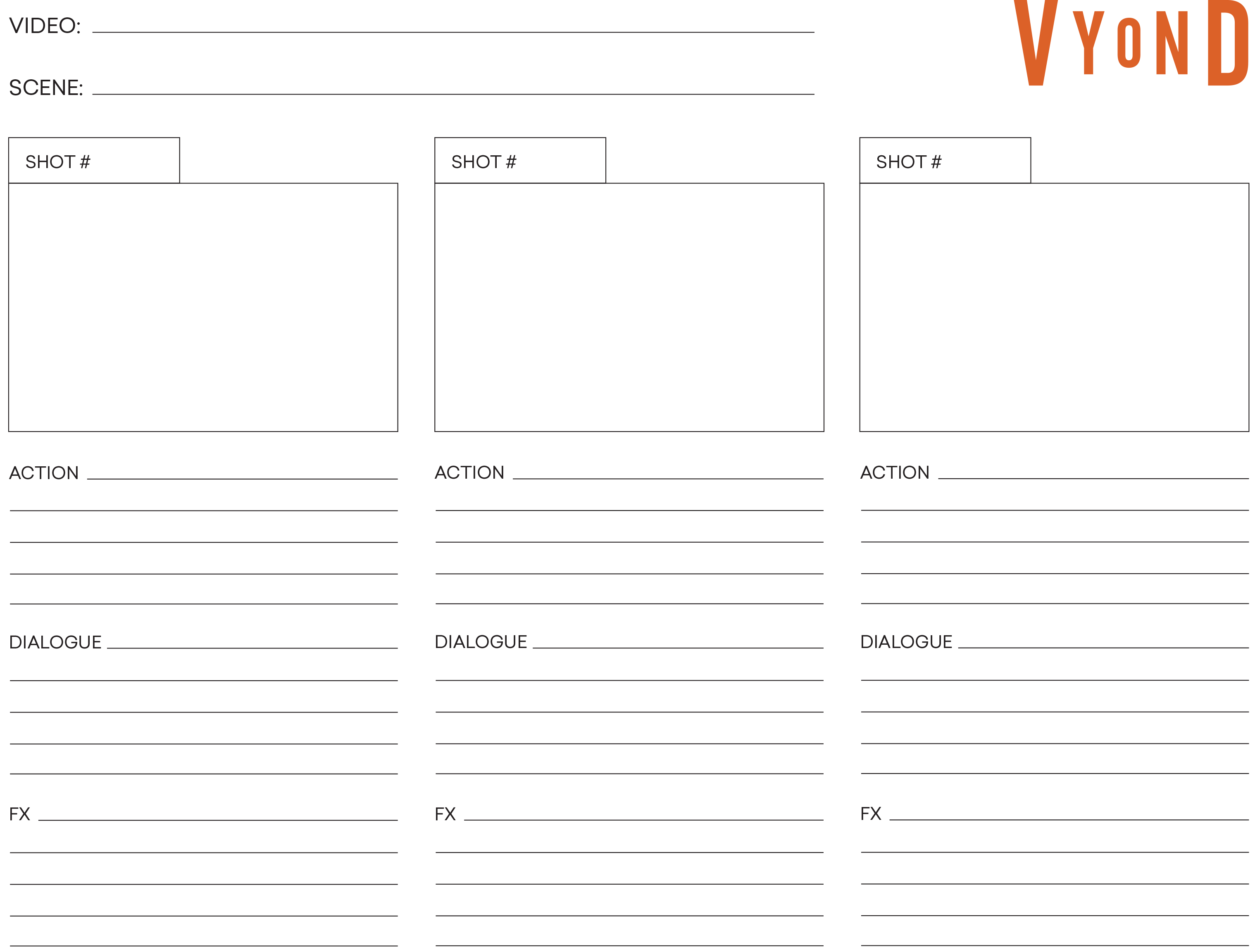 Un modello vuoto per compilare il tuo storyboard.