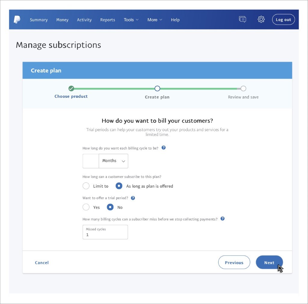 PayPalサブスクリプションの設定ステップ6