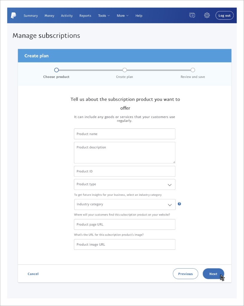 Étape 2 de la configuration de l'abonnement PayPal