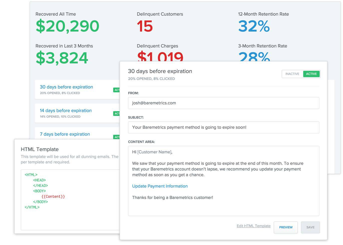 Baremetrics-cartão de crédito-dunning