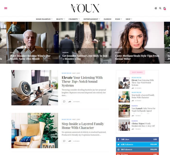 Il tema della rivista di moda Voux