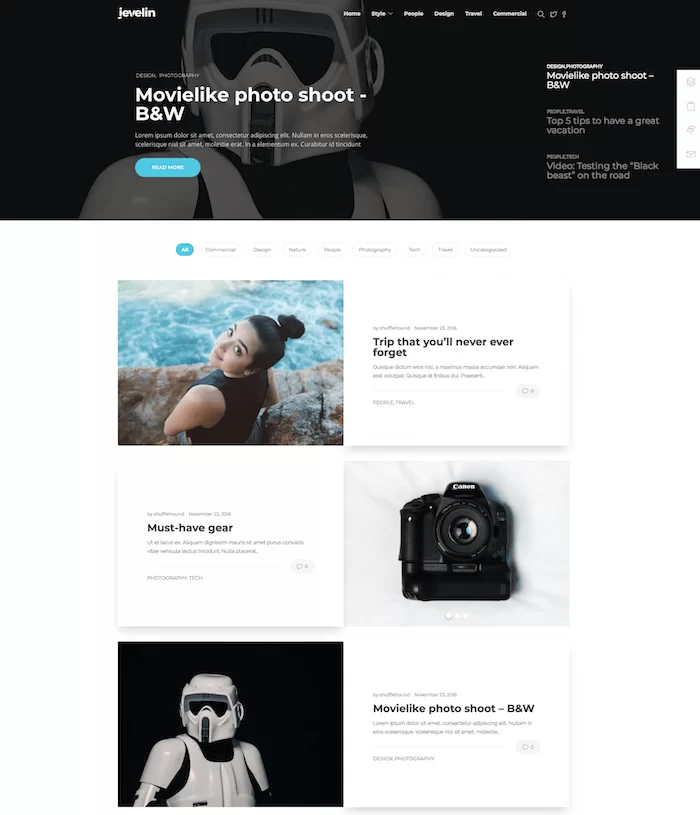 Тема WordPress для Jevelin