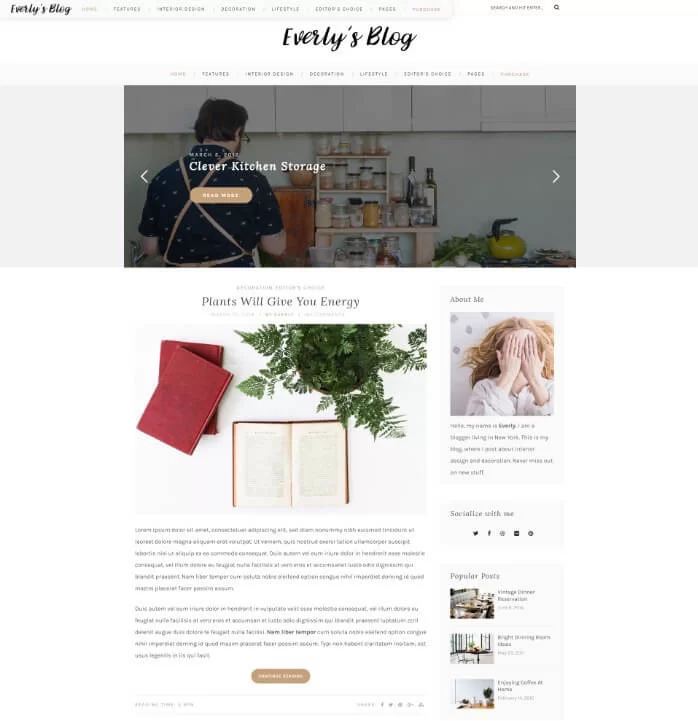 Tema del blog Everly