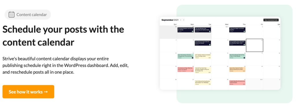 The Strive content calendar tool